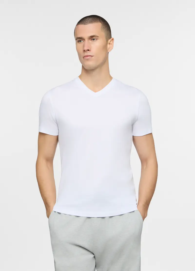 Maglietta Intima Slim In Cotone Uomo, Bianco ottico