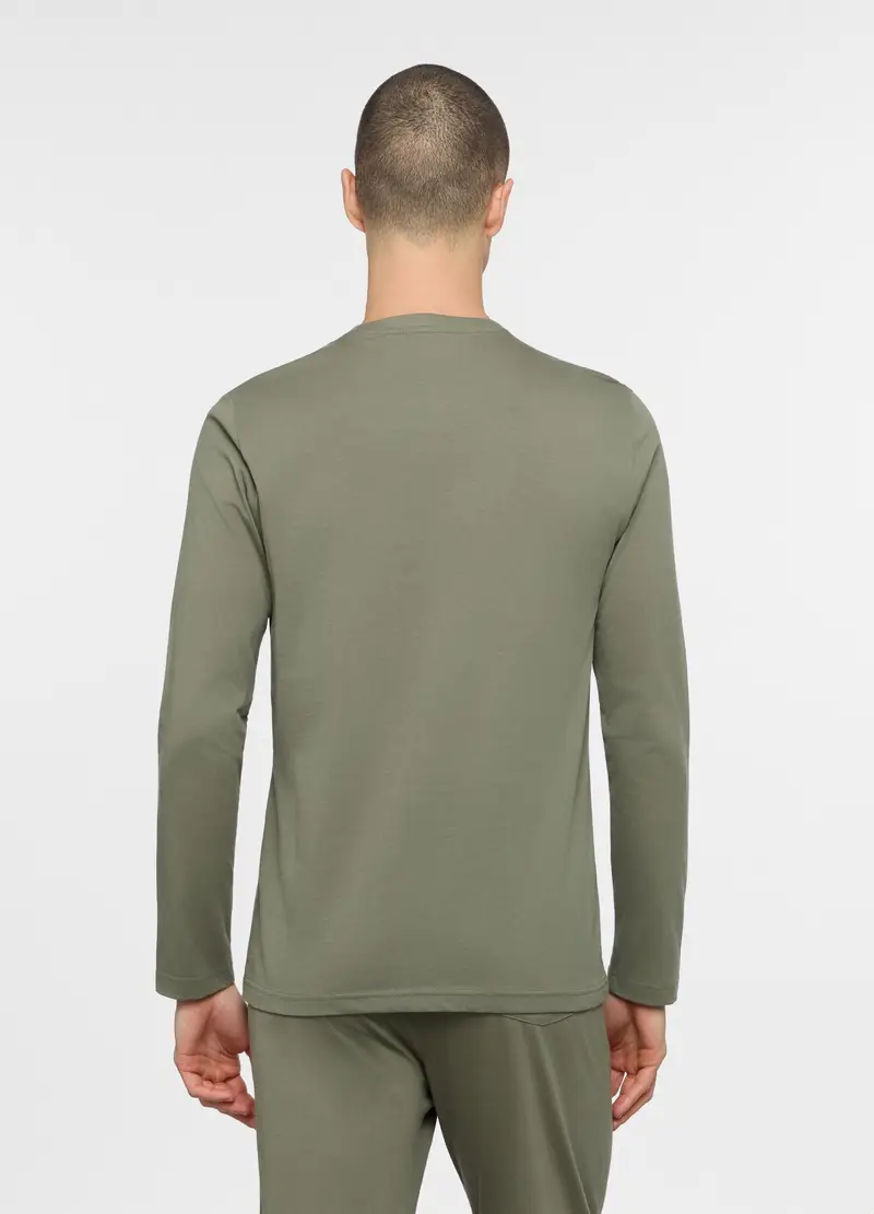 Maglietta Pigiama In Jersey Di Cotone Uomo, Verde militare miniatura 2
