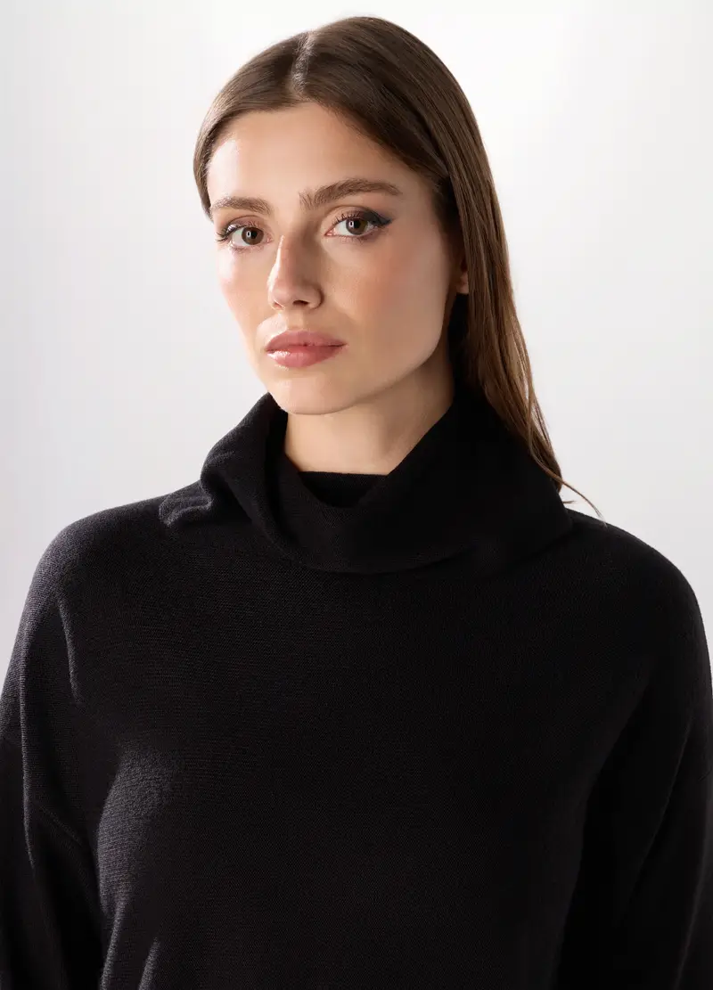 Maglione A Collo Alto Donna, Nero miniatura 2