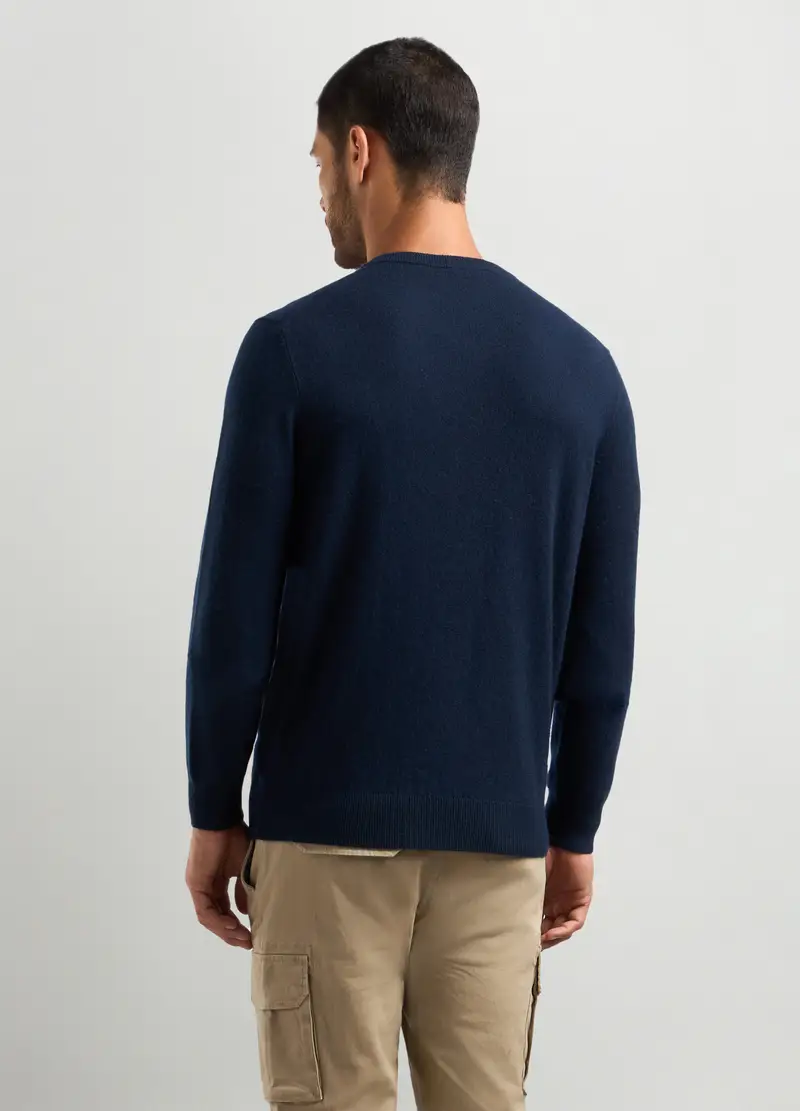 Maglione Collo A V In Puro Cashmere Uomo, Blu navy miniatura 2