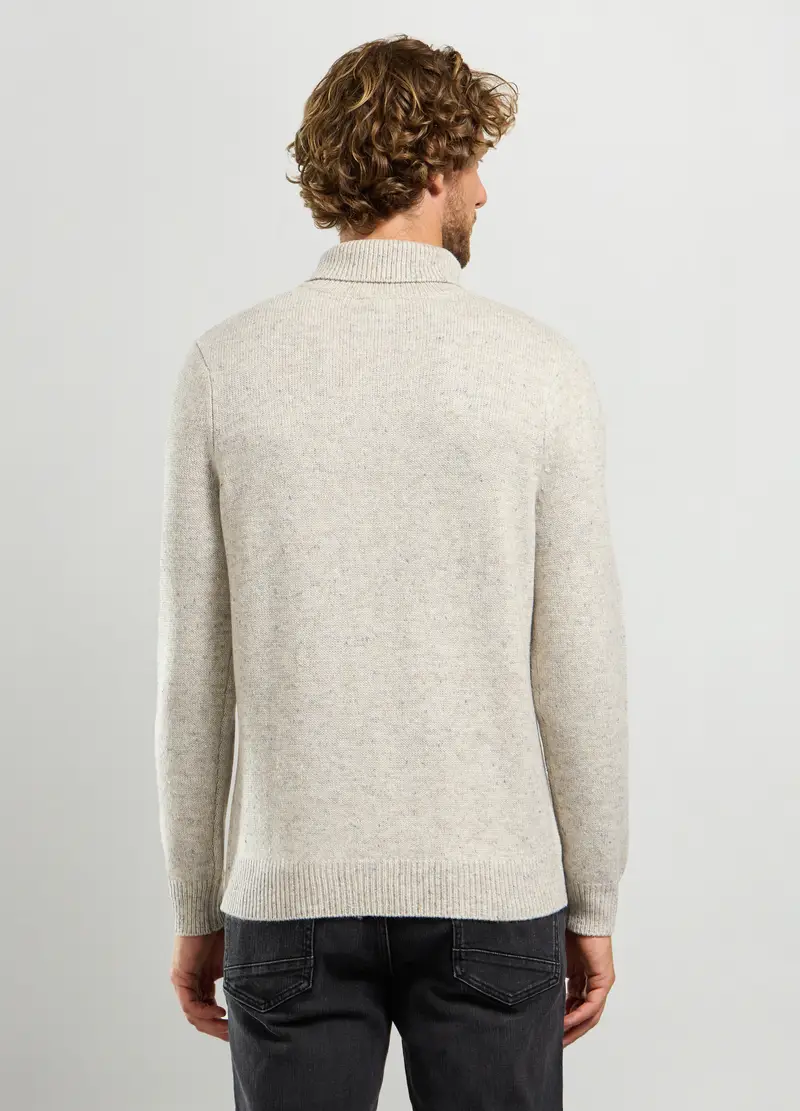 Maglione Collo Alto Maglia Rasata Uomo, Bianco avorio miniatura 2