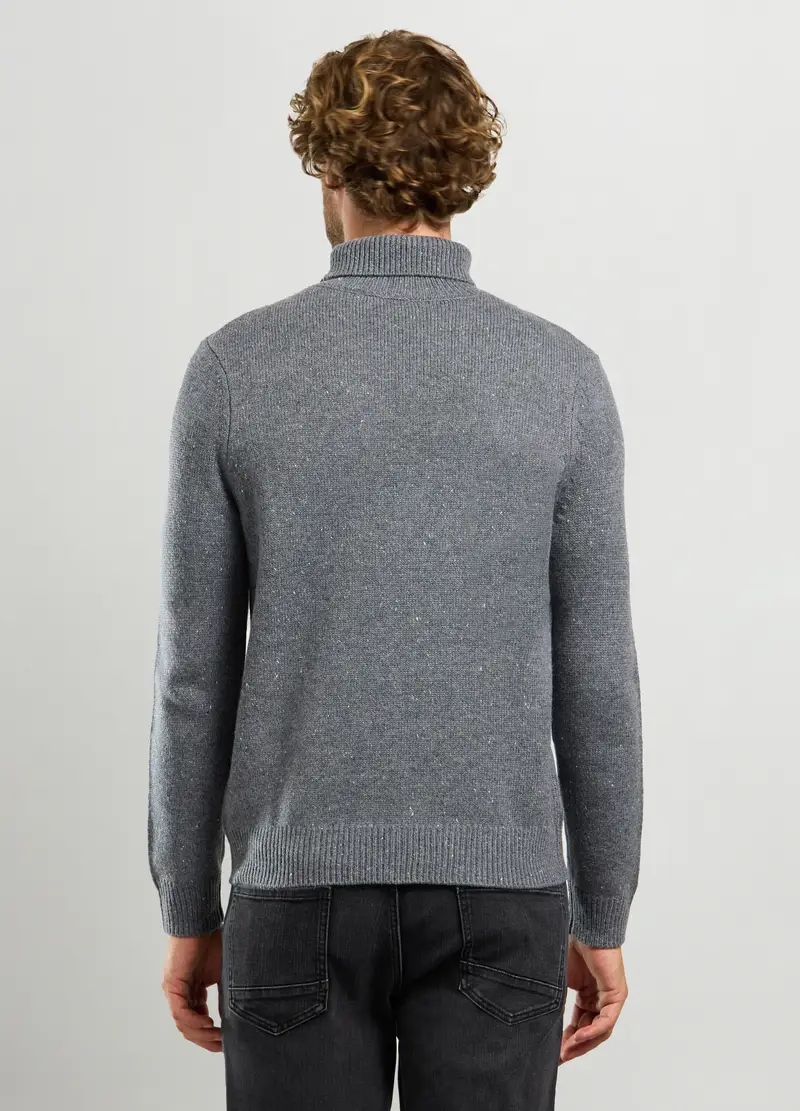 Maglione Collo Alto Maglia Rasata Uomo, Grigio chiaro miniatura 2