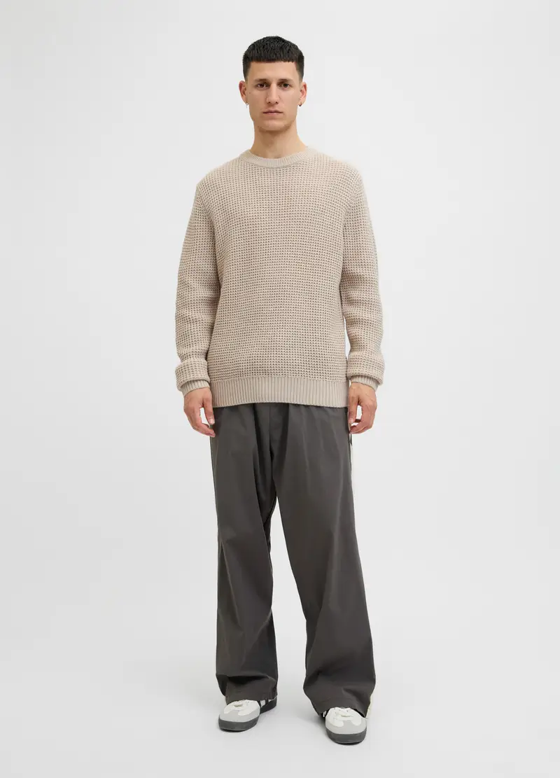 Maglione Con Lavorazione In Rilievo Uomo, Unisex, Beige chiaro miniatura 3