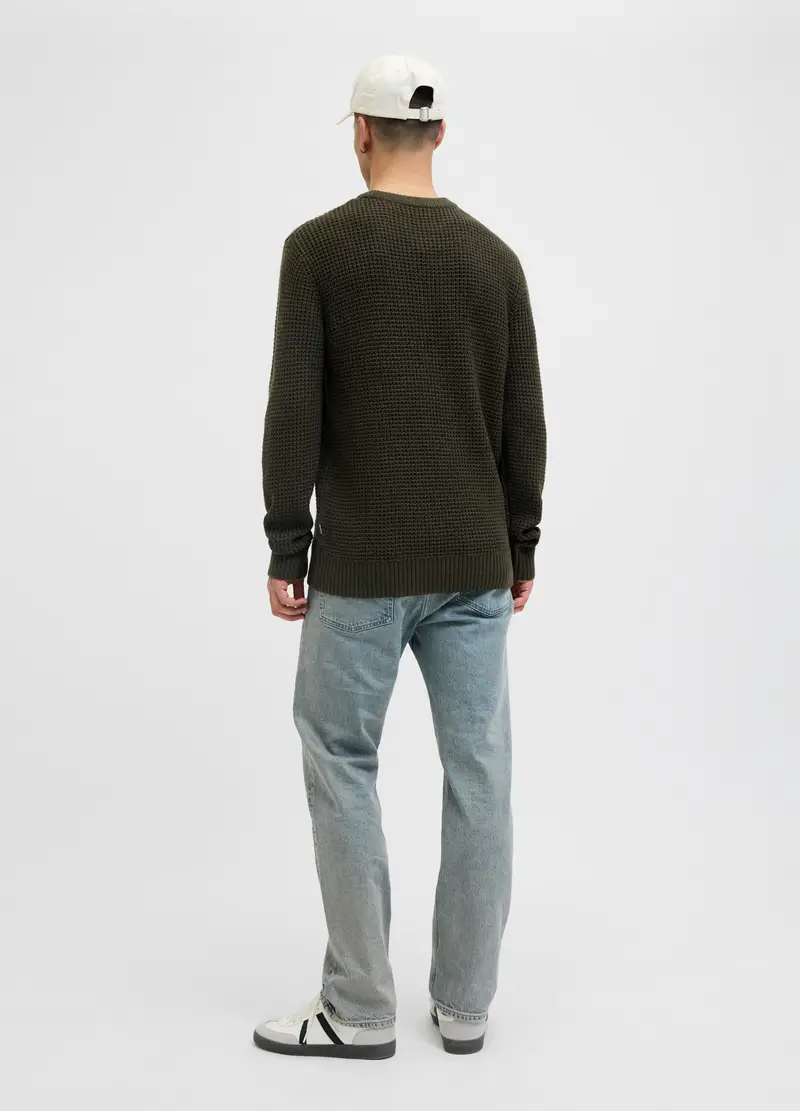 Maglione Con Lavorazione In Rilievo Uomo, Unisex, Verde muschio miniatura 2