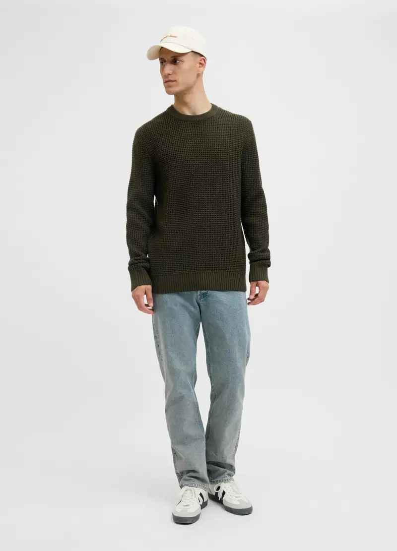 Maglione Con Lavorazione In Rilievo Uomo, Unisex, Verde muschio miniatura 3