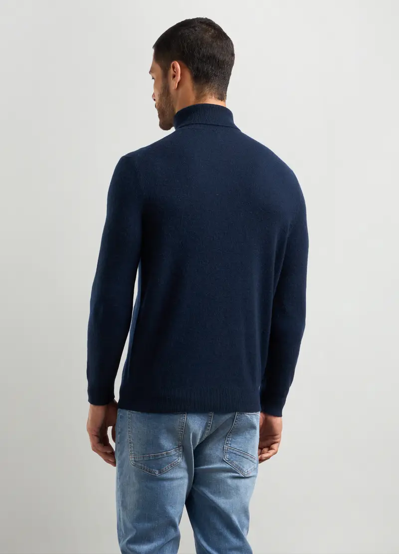 Maglione Dolcevita In Puro Cashmere Uomo, Blu navy miniatura 2