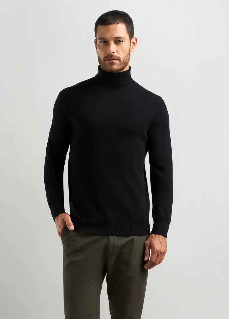 Maglione Dolcevita In Puro Cashmere Uomo, Nero