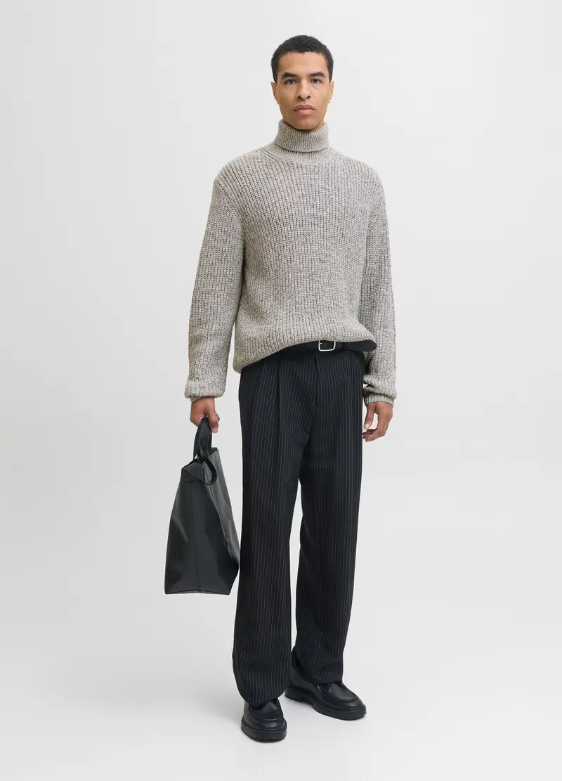 Maglione Dolcevita Mouliné Uomo, Unisex, Grigio melange miniatura 3