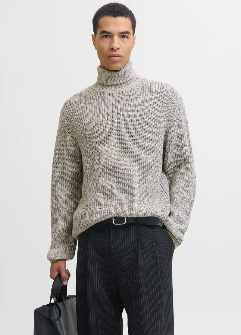 Maglione Dolcevita Mouliné Uomo, Unisex, Grigio melange