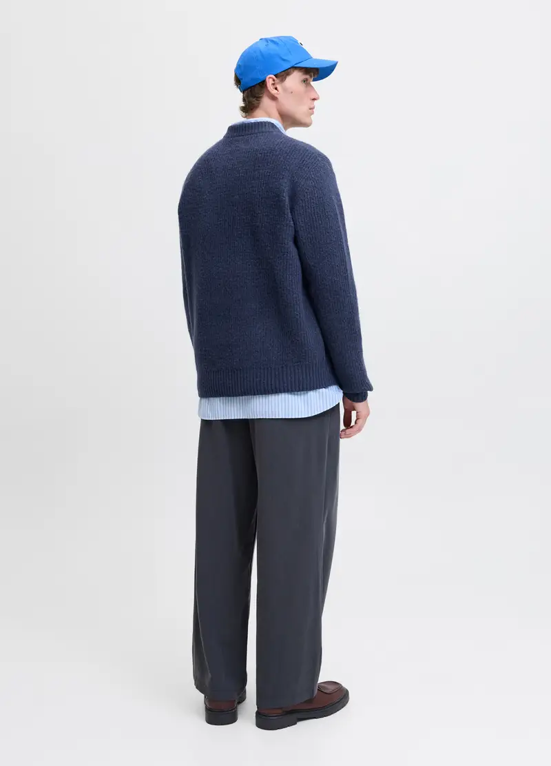 Maglione Girocollo A Coste Uomo, Unisex, Blu navy miniatura 2