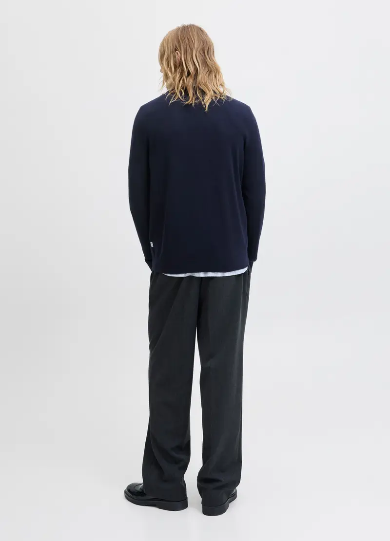 Maglione Girocollo A Maglia Rasata Uomo, Blu scuro miniatura 3