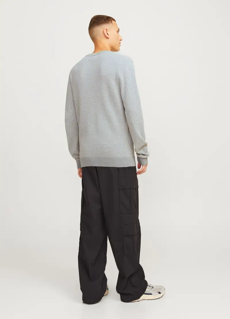 Maglione Girocollo A Nido D ape Uomo, Unisex, Grigio melange miniatura 2