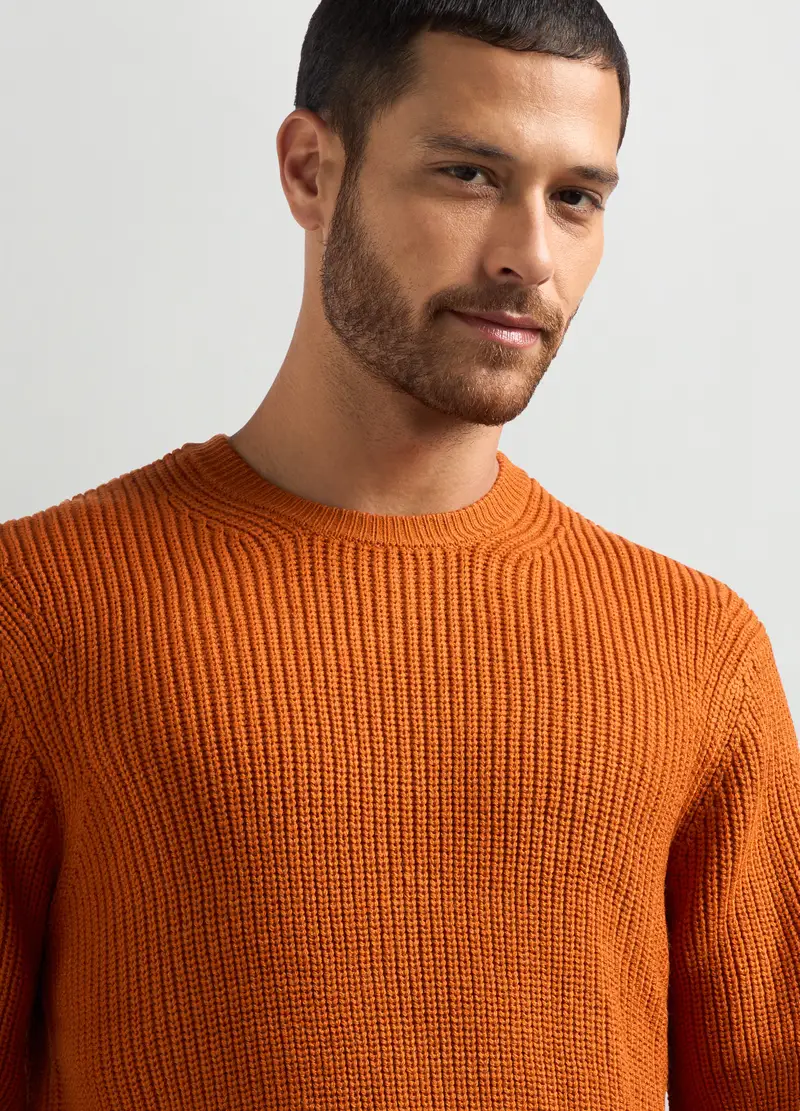 Maglione Girocollo Costa Inglese Uomo, Arancione scuro miniatura 3