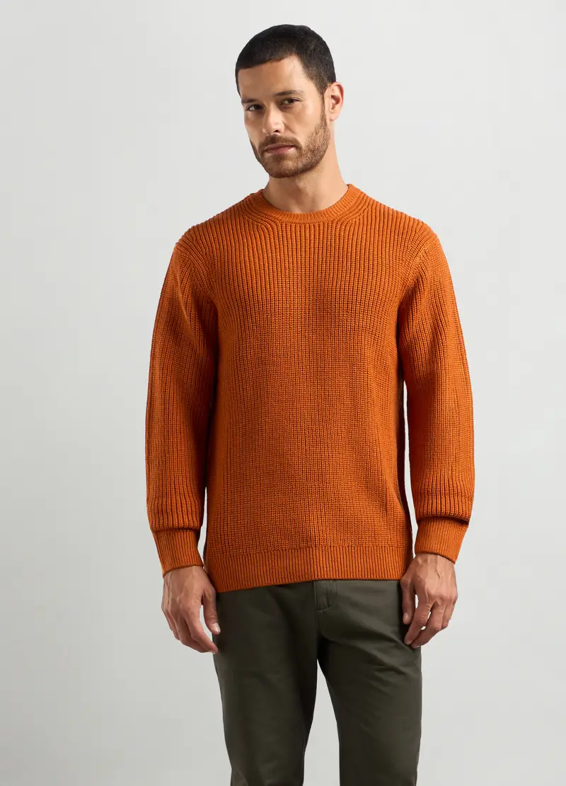 Maglione Girocollo Costa Inglese Uomo, Arancione scuro