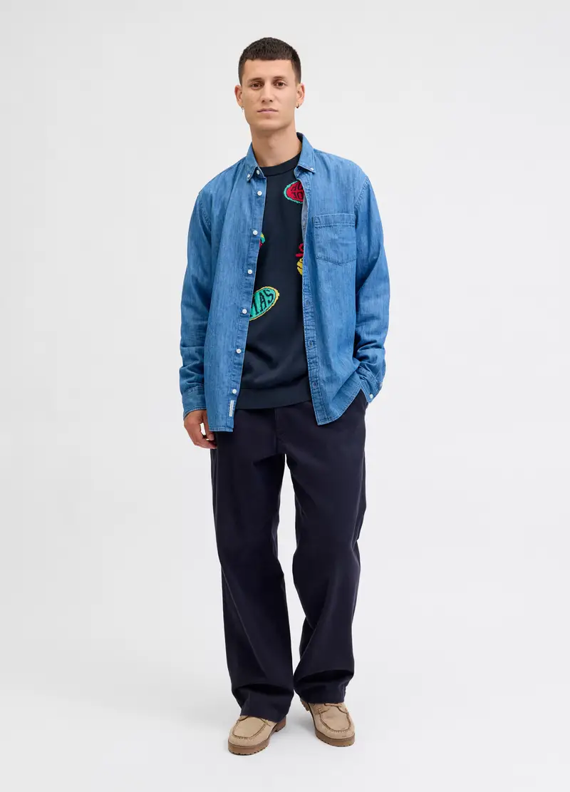 Maglione Girocollo Di Natale Uomo, Unisex, Blu scuro miniatura 3