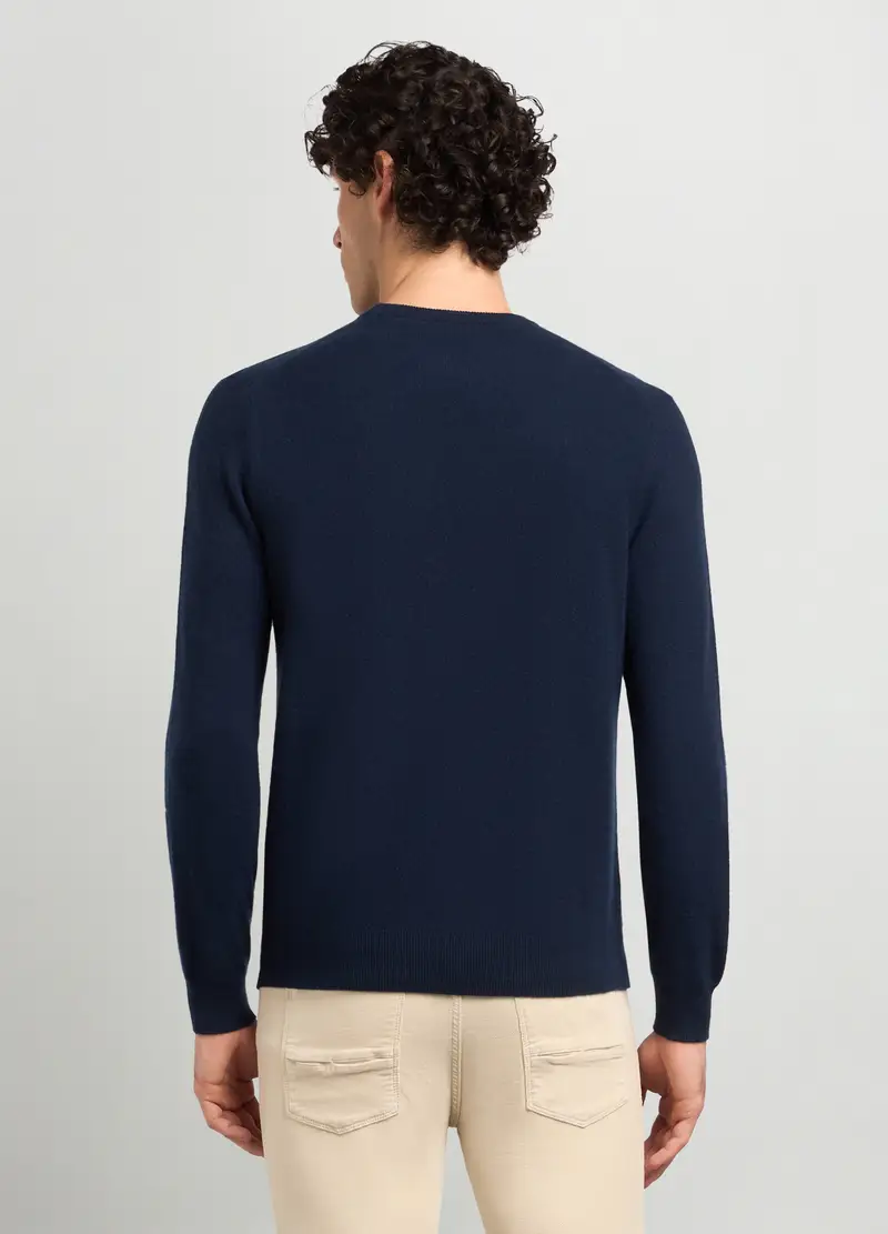 Maglione Girocollo In Cashmere Uomo, Blu navy miniatura 2