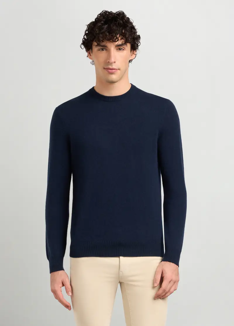 Maglione Girocollo In Cashmere Uomo, Blu navy