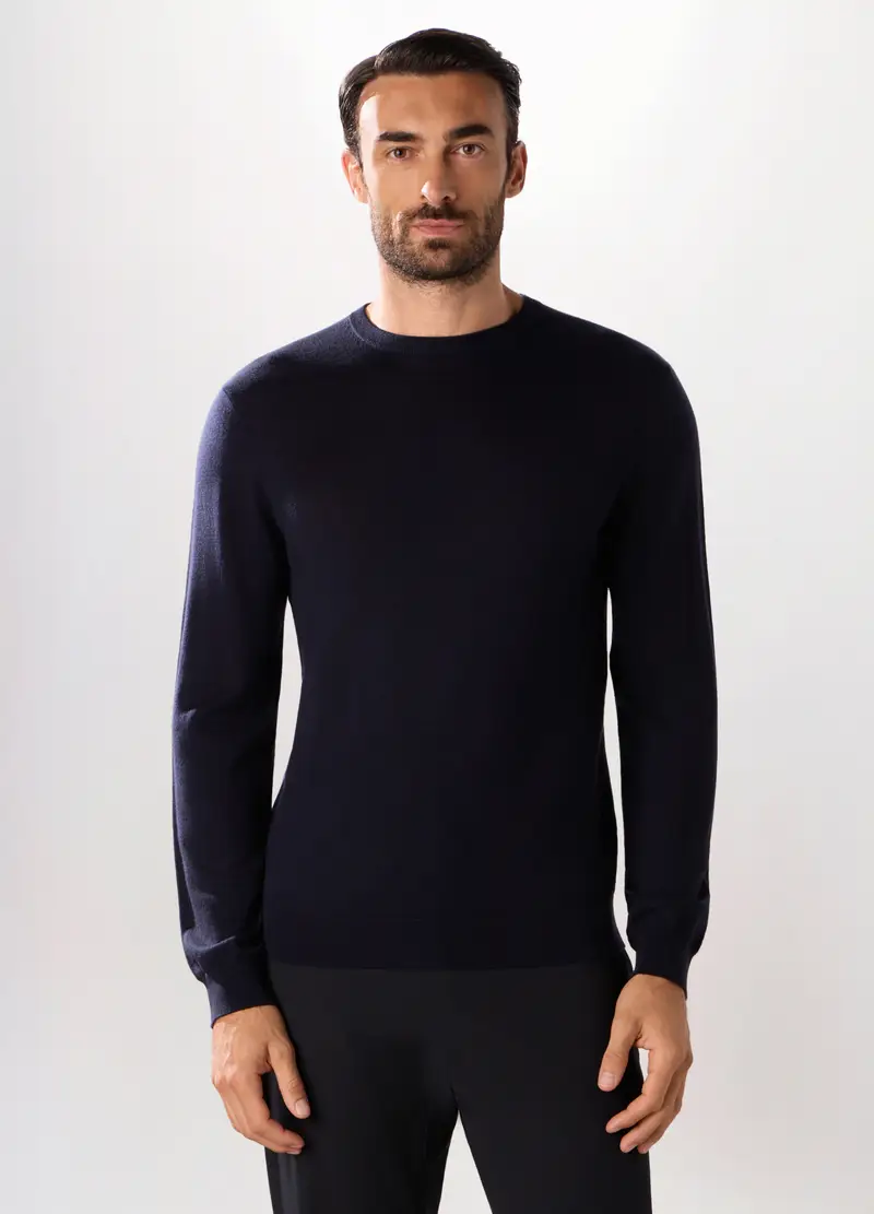 Upim, Maglione Girocollo In Lana Merino Uomo, Blu scuro, Taglia: S