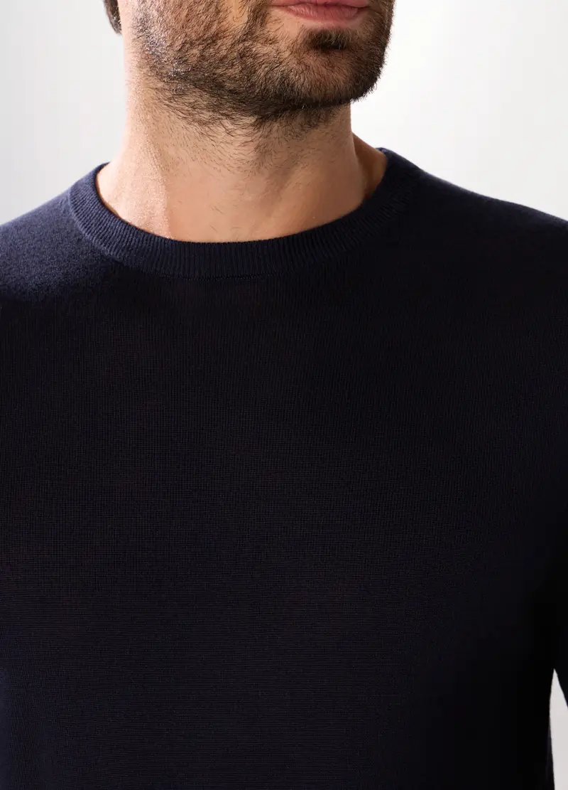 Upim, Maglione Girocollo In Lana Merino Uomo, Blu scuro, Taglia: S miniatura 2