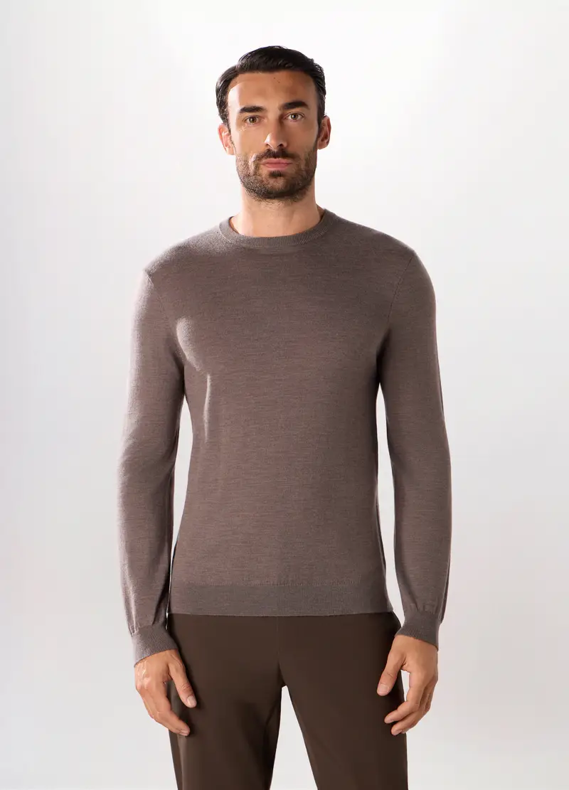 Upim, Maglione Girocollo In Lana Merino Uomo, Marrone ecru, Taglia: S