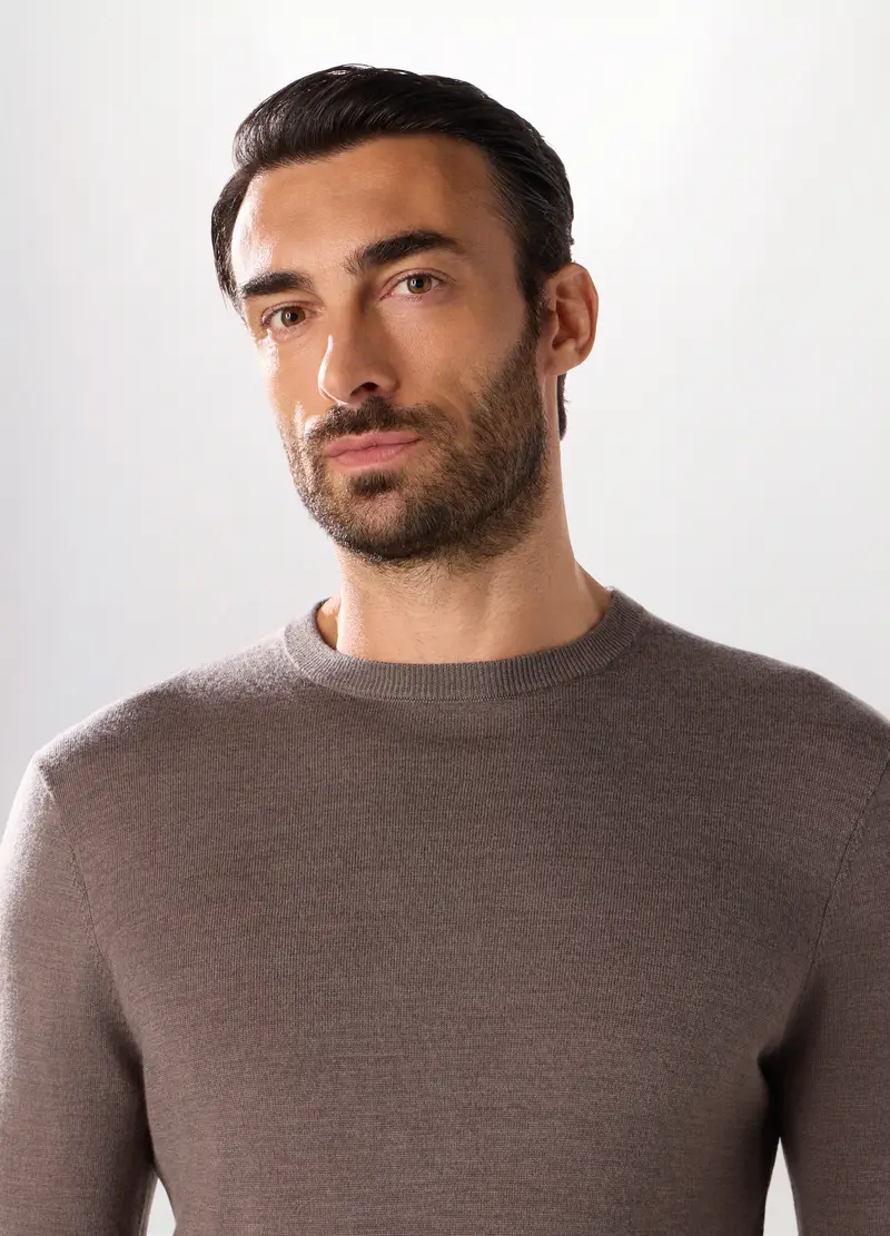 Upim, Maglione Girocollo In Lana Merino Uomo, Marrone ecru, Taglia: S miniatura 2