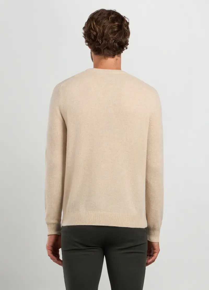 Maglione Girocollo In Puro Cashmere Uomo, Beige miniatura 2