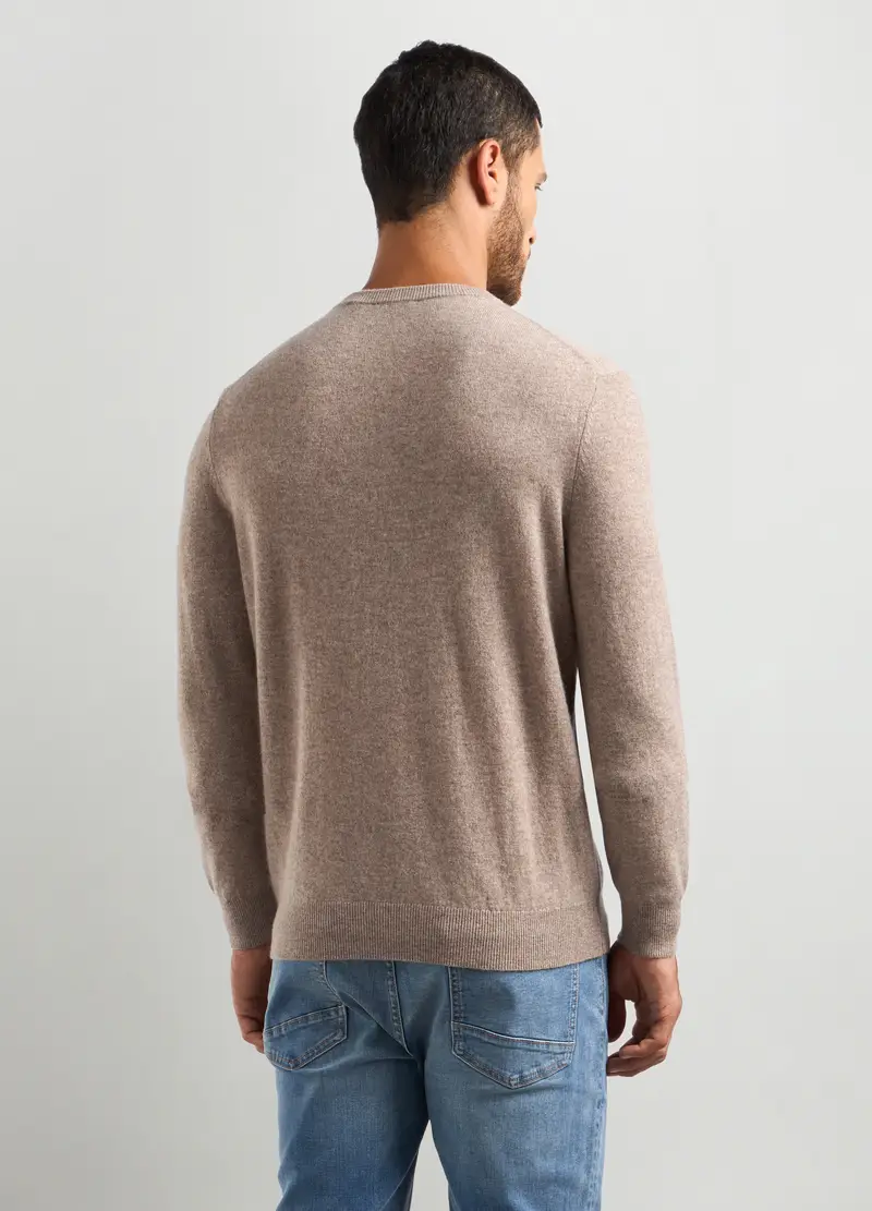 Maglione Girocollo In Puro Cashmere Uomo, Beige chiaro miniatura 2