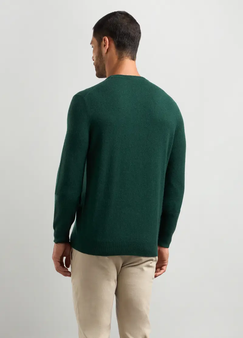 Maglione Girocollo In Puro Cashmere Uomo, Verde scuro miniatura 2