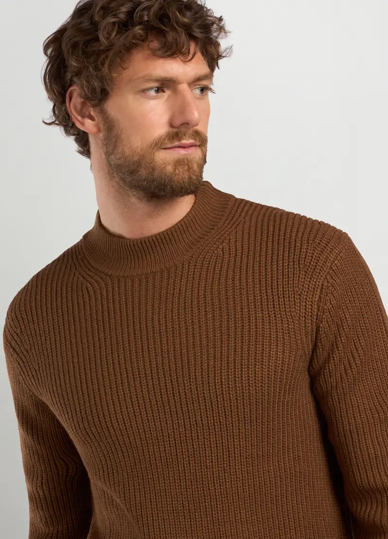 Maglione Lupetto Costa Inglese Uomo, Marrone chiaro miniatura 3
