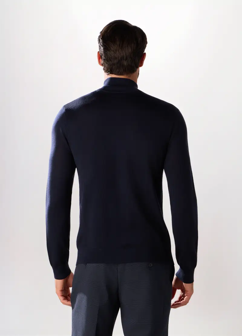 Maglione Lupetto In Lana Merino Uomo, Blu scuro miniatura 2