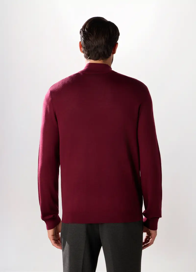 Maglione Lupetto In Lana Merino Uomo, Rosso bordeaux miniatura 2