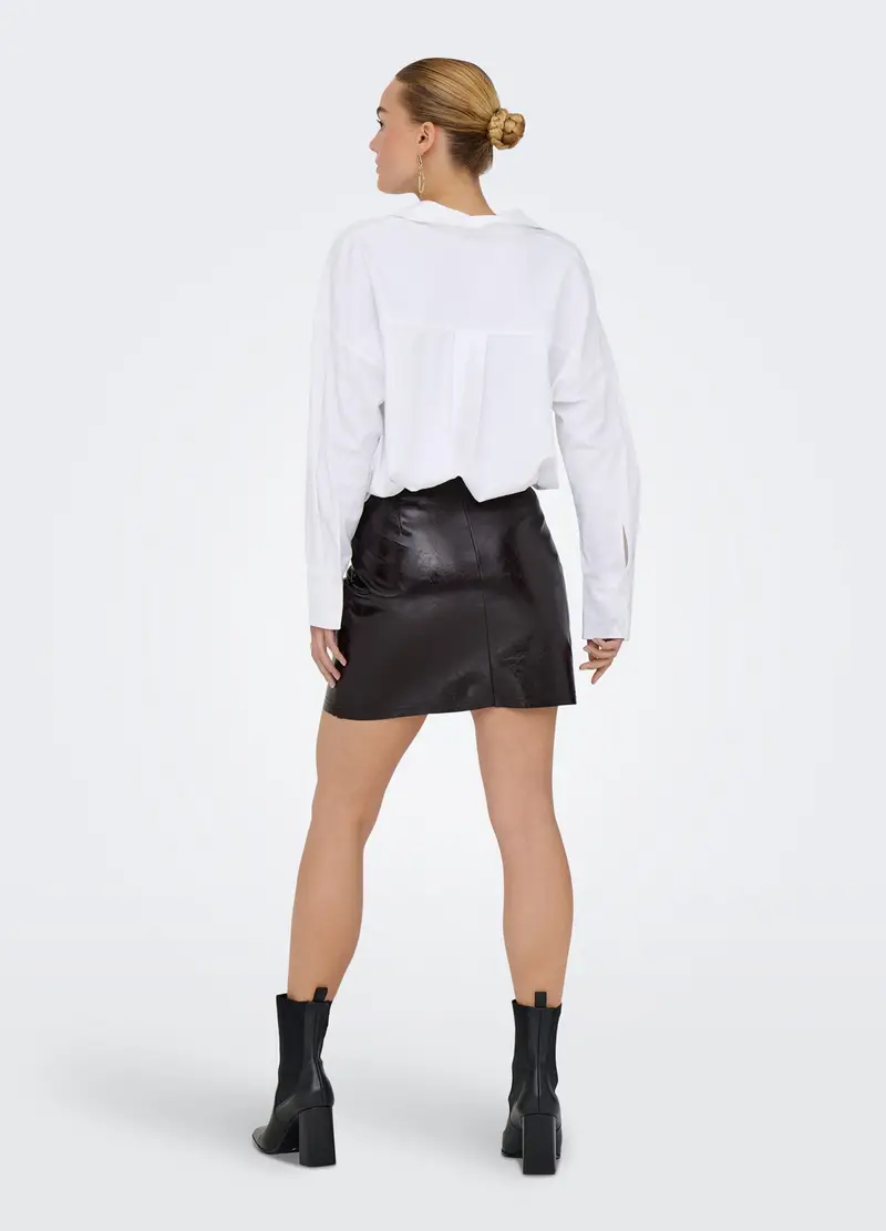 Minigonna In Eco Pelle Donna, Unisex, Nero miniatura 3