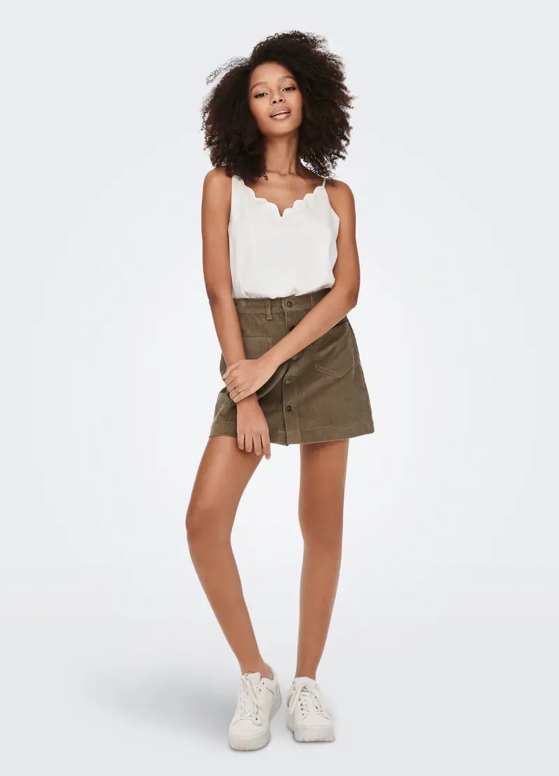 Minigonna In Velluto A Coste Donna, Unisex, Marrone miniatura 3