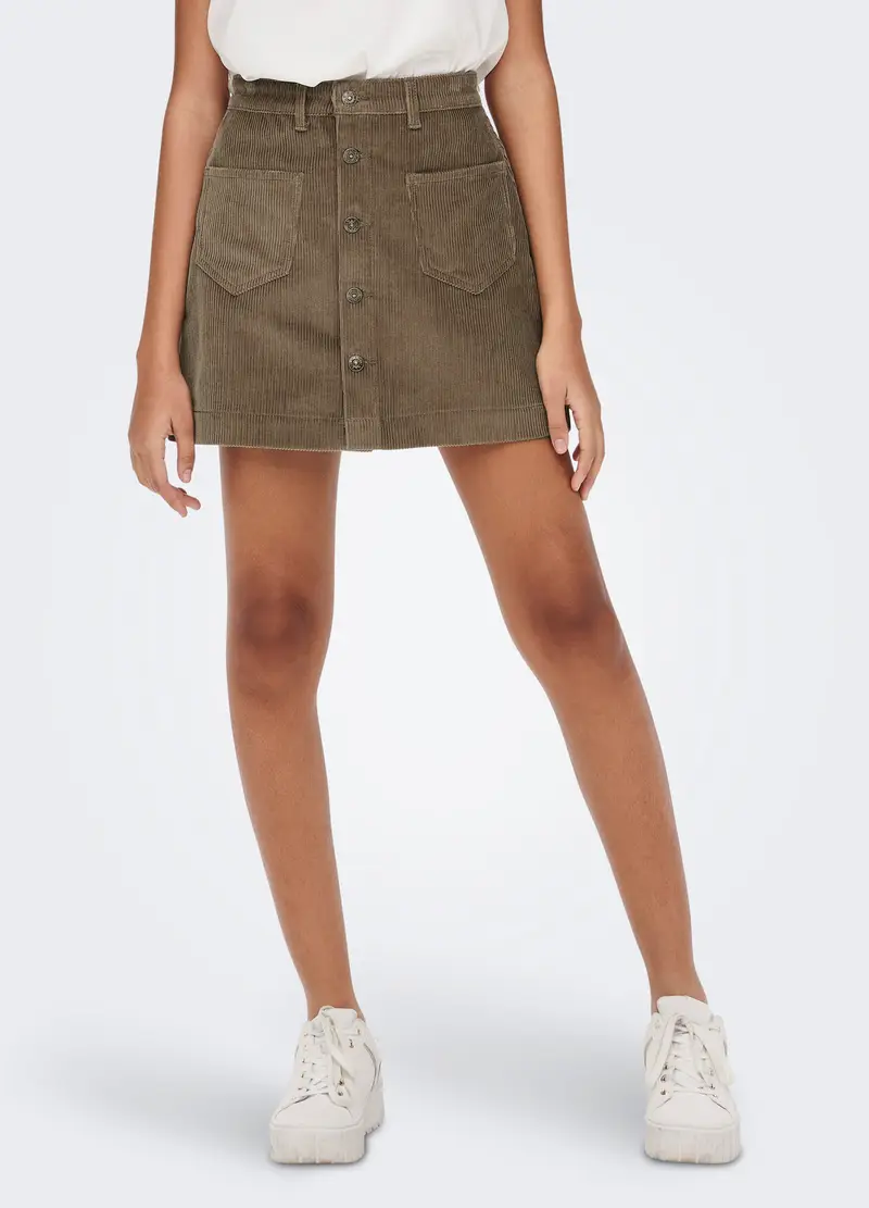 Minigonna In Velluto A Coste Donna, Unisex, Marrone