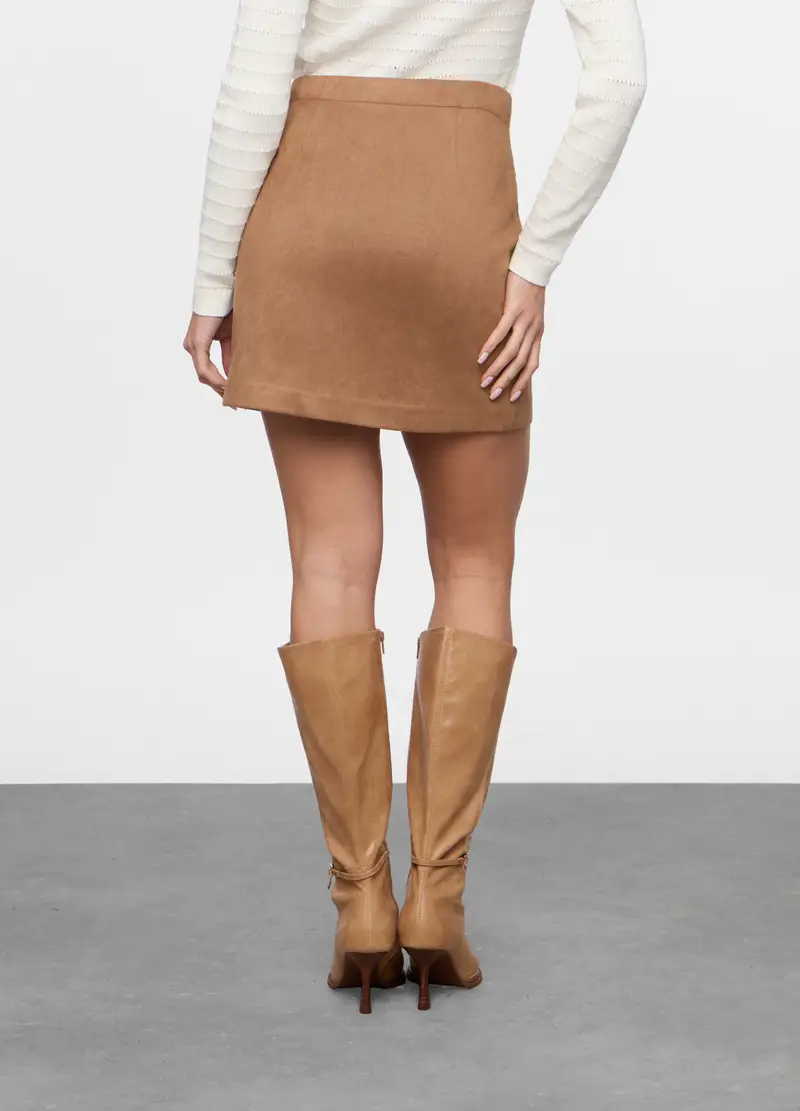 Minigonna Scamosciato Donna, Marrone chiaro miniatura 2