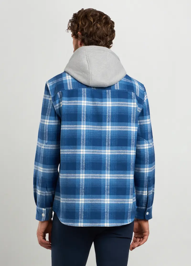 Overshirt I Flanella Con Cappuccio Uomo, Blu miniatura 2