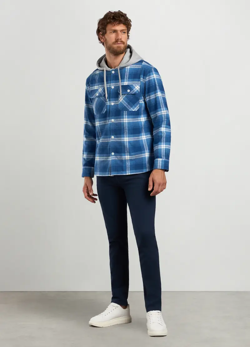 Overshirt I Flanella Con Cappuccio Uomo, Blu