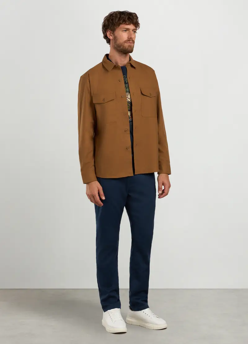 Overshirt In Flanella Uomo, Marrone antilope