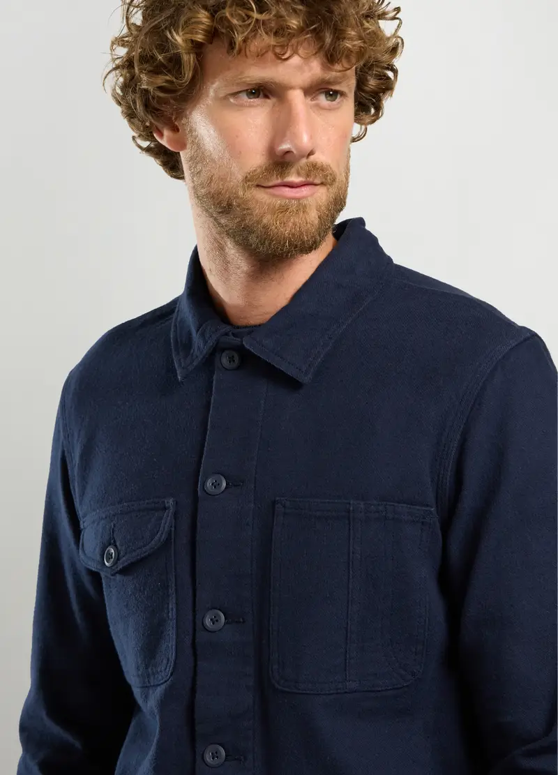 Overshirt In Puro Cotone Uomo, Blu scuro miniatura 3