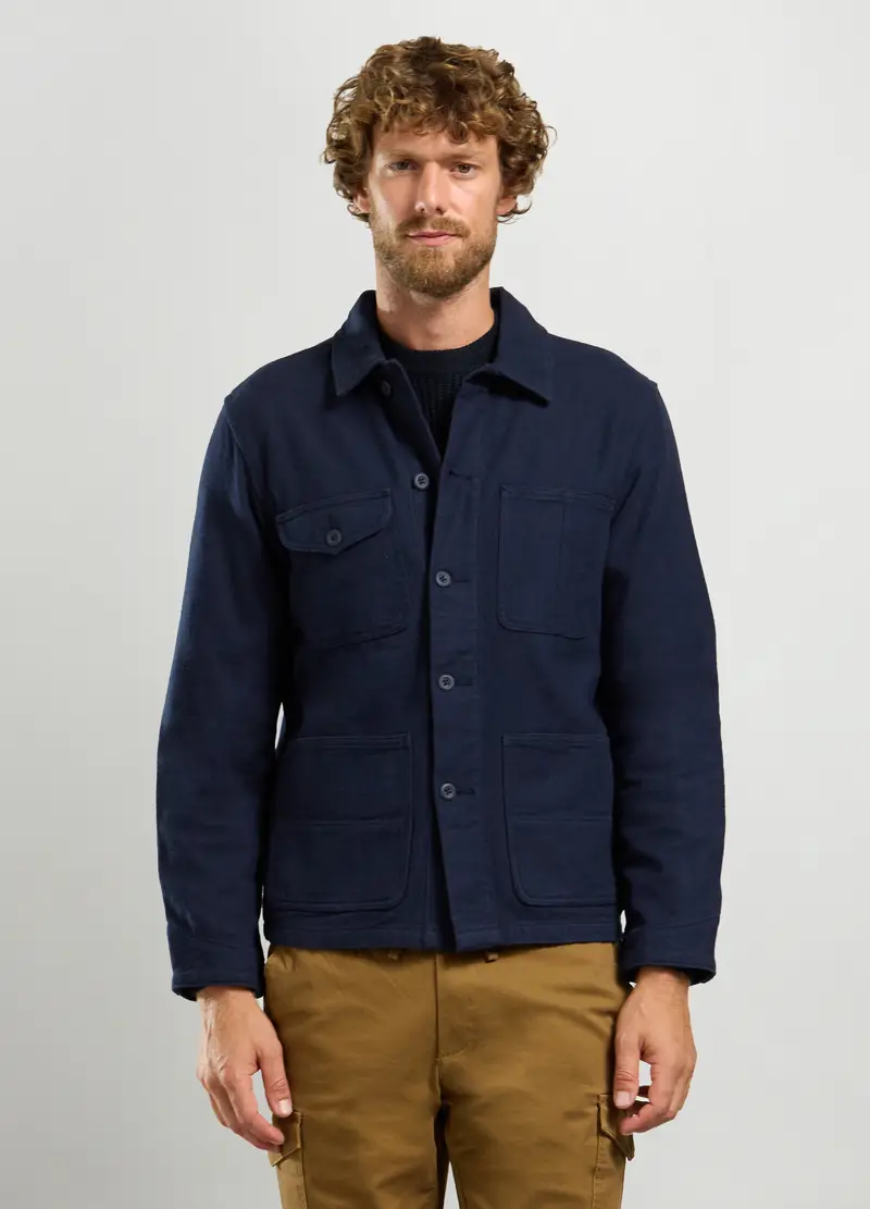 Overshirt In Puro Cotone Uomo, Blu scuro