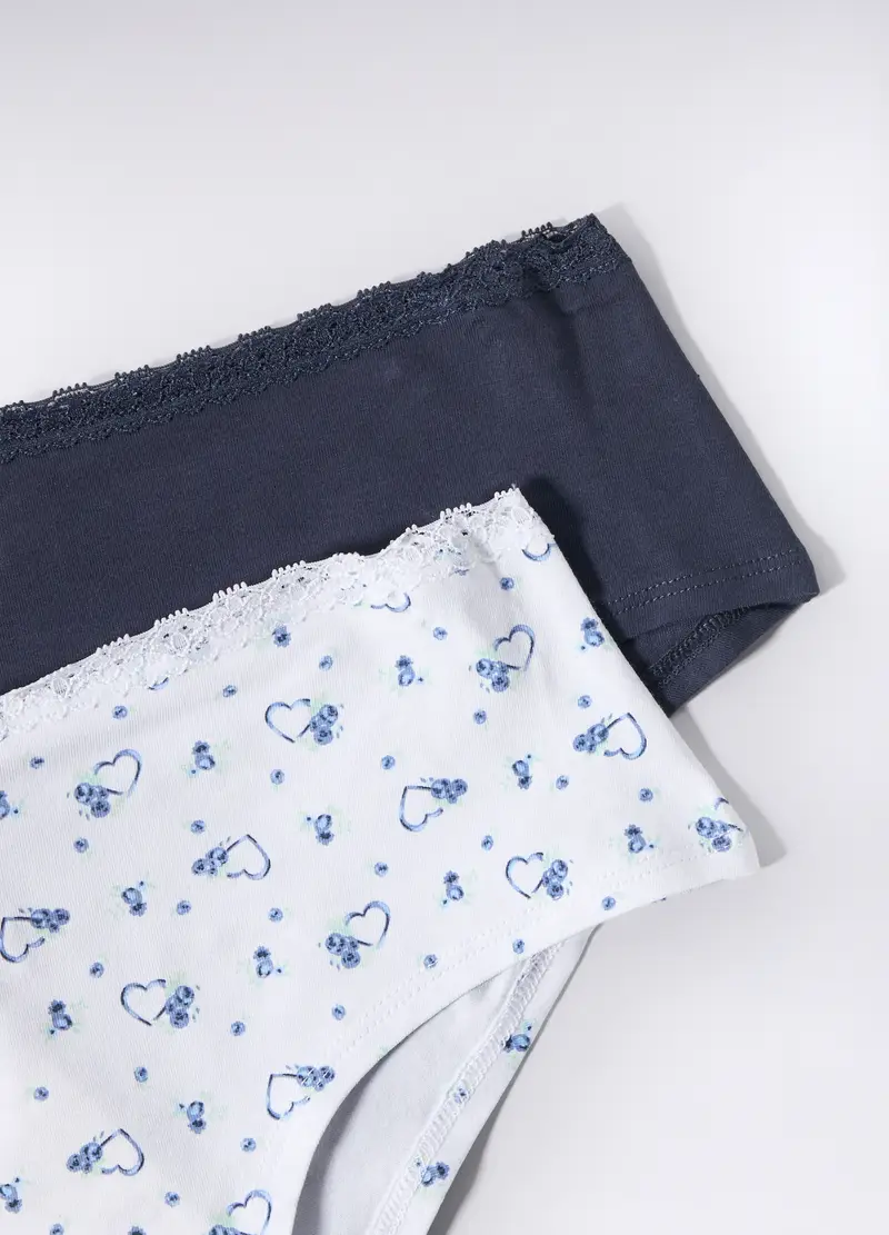 Pack 2 Brasiliana In Jersey Di Cotone Stretch Donna, Bianco/Blu miniatura 2