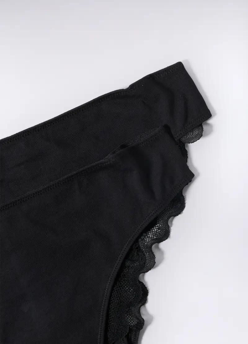 Pack 2 Brasiliana In Jersey Di Cotone Stretch Donna, Nero miniatura 2