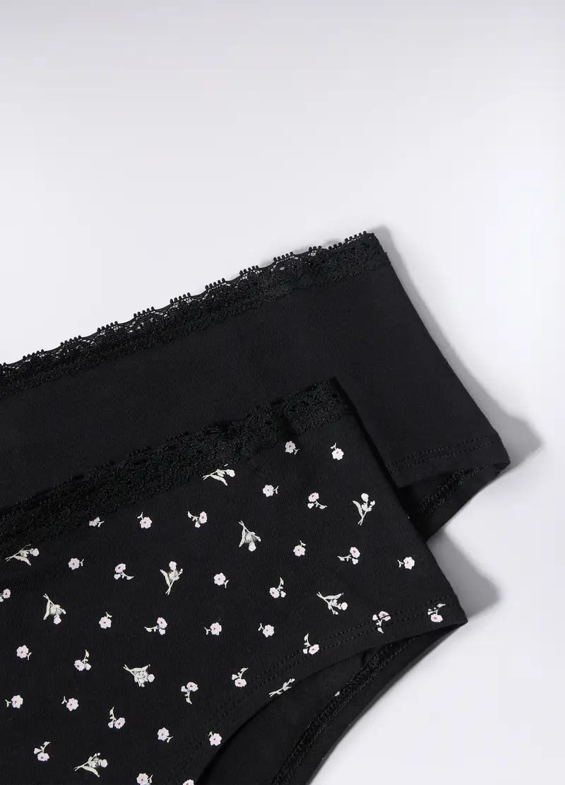 Pack 2 Brasiliana In Jersey Di Cotone Stretch Donna, Nero stampa 1 miniatura 2