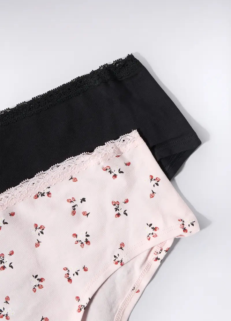 Pack 2 Brasiliana In Jersey Di Cotone Stretch Donna, Rosa/Nero miniatura 2