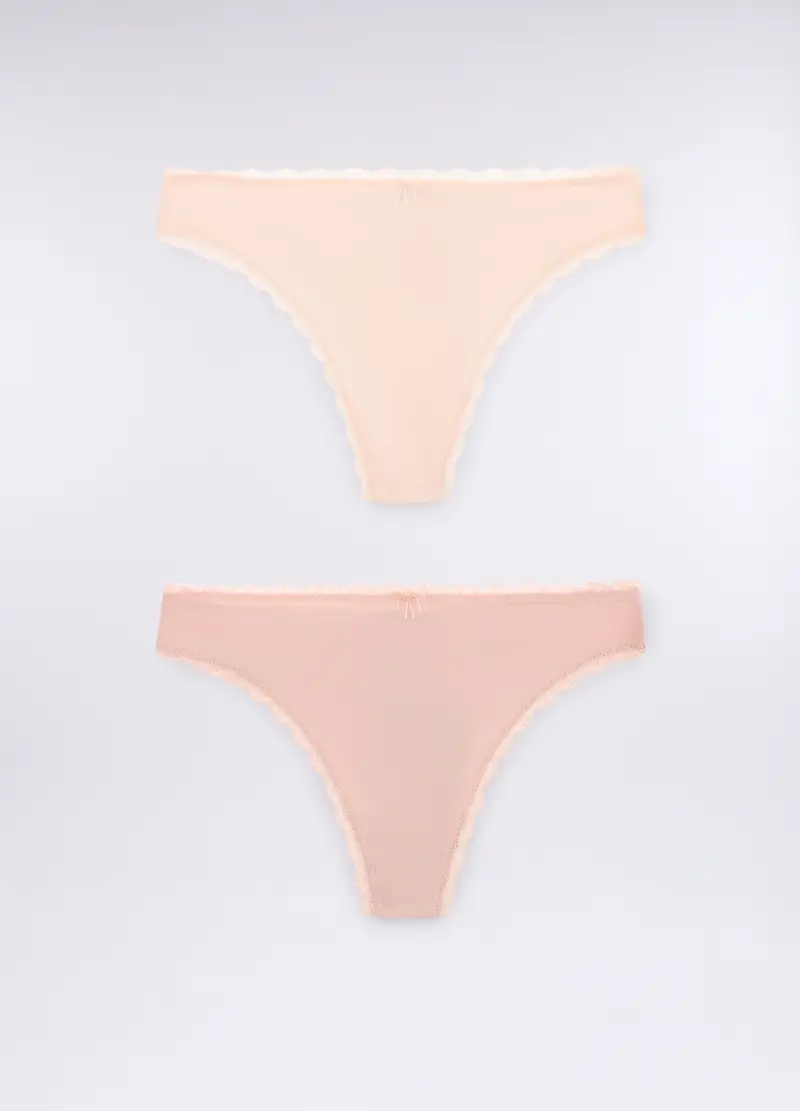 Pack 2 Brasiliana In Jersey Di Cotone Stretch Donna, Rosa pastello