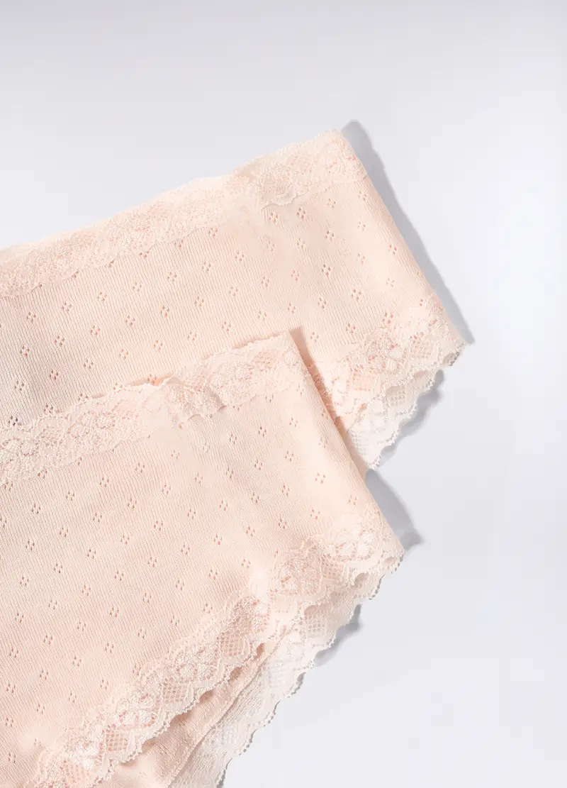 Pack 2 Brasiliana In Puro Cotone Pointelle Donna, Rosa pastello miniatura 2