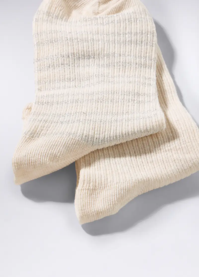 Pack 2 Calze Corte In Cotone Stretch Donna, Beige chiaro miniatura 2