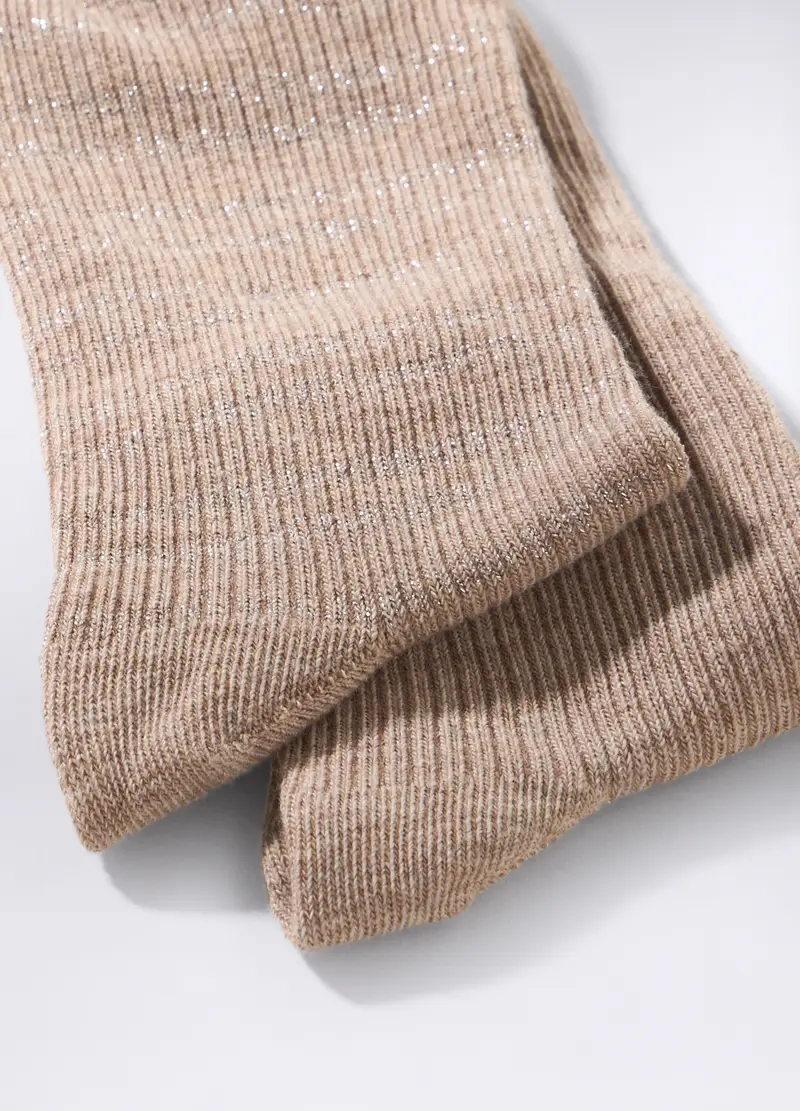 Pack 2 Calze Corte In Cotone Stretch Donna, Marrone chiaro miniatura 2