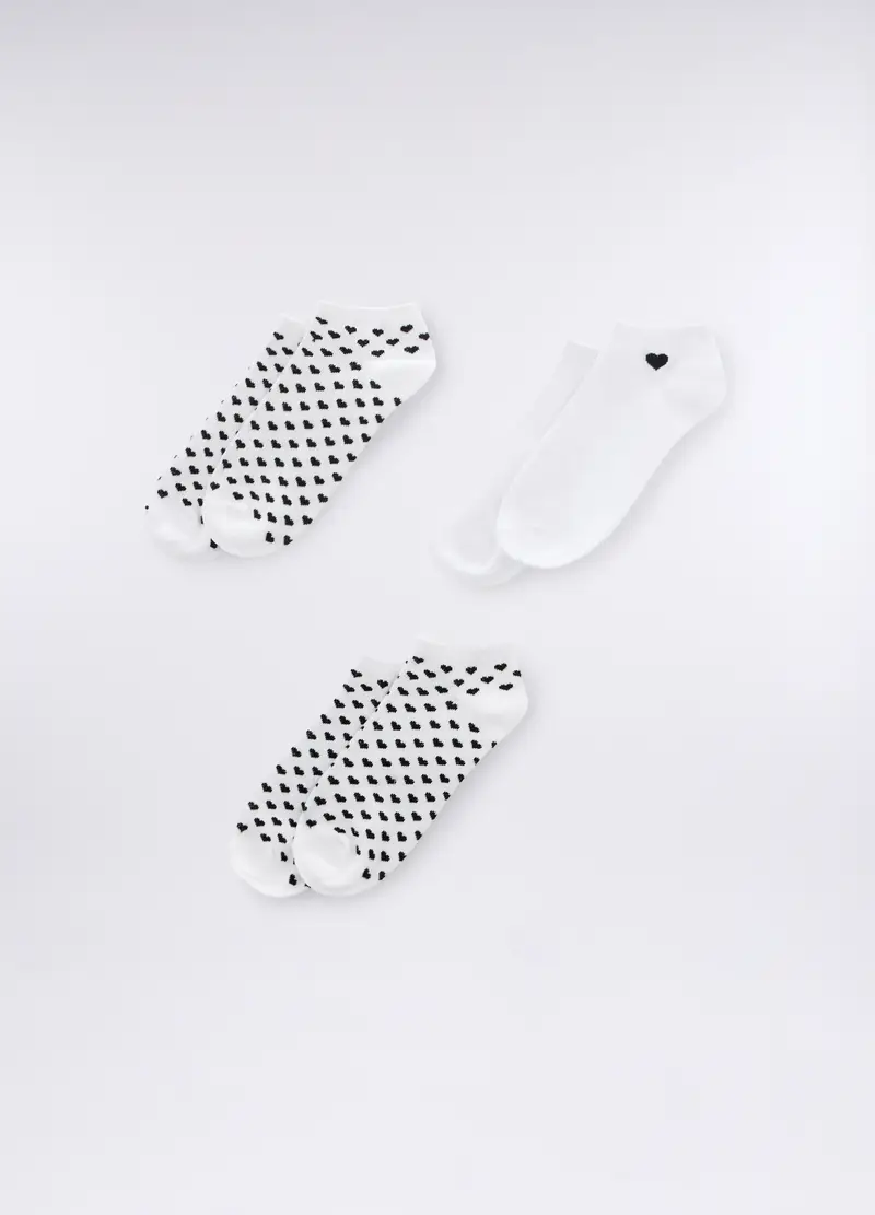 Pack 3 Calze Corte In Cotone Stretch Donna, Bianco