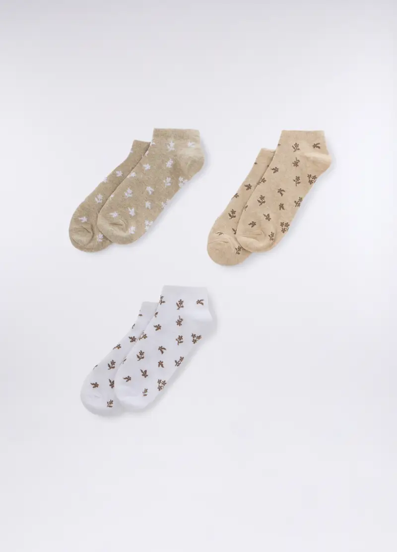 Pack 3 Calze Corte In Cotone Stretch Donna, Marrone